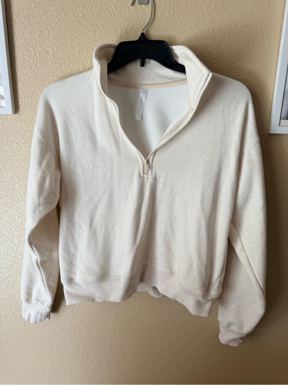 Fabletics Cream Half-Zip Pullover Sweater